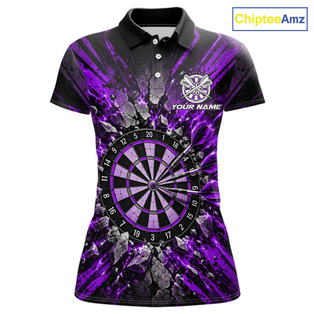 Shattered Stone Purple Darts Pattern Polo Shirt For Women Personalized Team Performance Jersey NHT1717