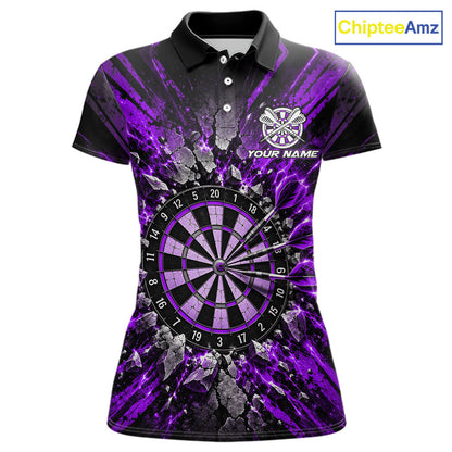 Shattered Stone Purple Darts Pattern Polo Shirt For Women Personalized Team Performance Jersey NHT1717