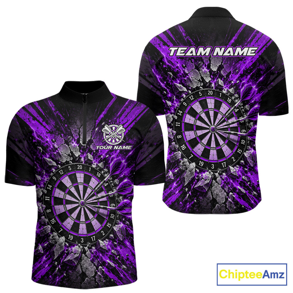 Shattered Stone Purple Darts Pattern Polo Shirt For Men Personalized Team Performance Jersey NHT1717