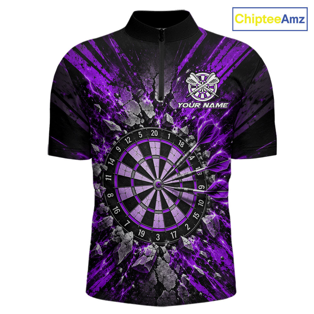 Shattered Stone Purple Darts Pattern Polo Shirt For Men Personalized Team Performance Jersey NHT1717