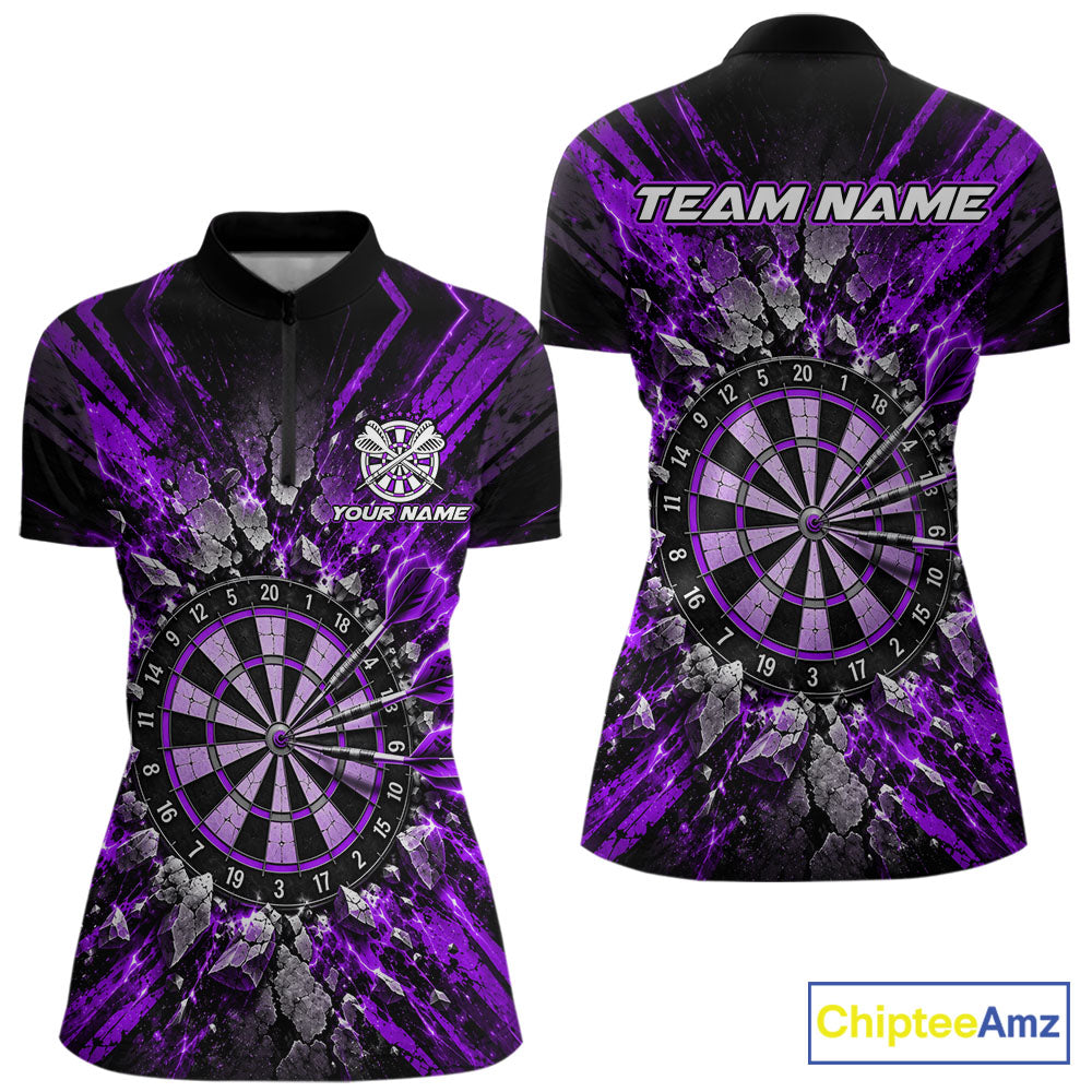 Shattered Stone Purple Darts Pattern Polo Shirt For Women Personalized Team Performance Jersey NHT1717