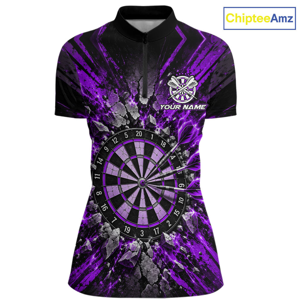 Shattered Stone Purple Darts Pattern Polo Shirt For Women Personalized Team Performance Jersey NHT1717