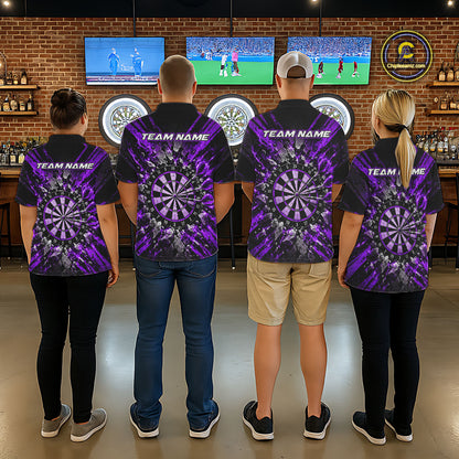 Shattered Stone Purple Darts Pattern Polo Shirt For Men Personalized Team Performance Jersey NHT1717
