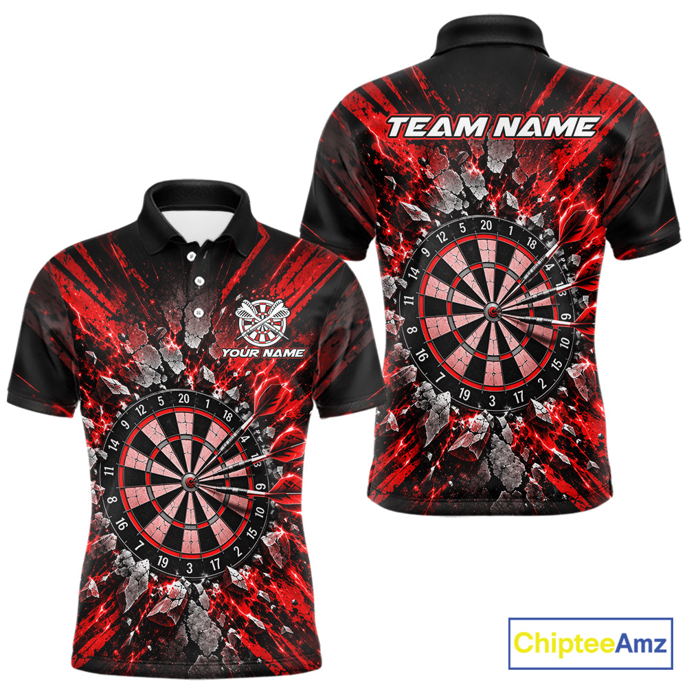 Shattered Stone Red Darts Pattern Polo Shirt For Men Personalized Team Performance Jersey NHT1718