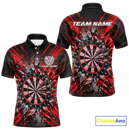 Shattered Stone Red Darts Pattern Polo Shirt For Men Personalized Team Performance Jersey NHT1718