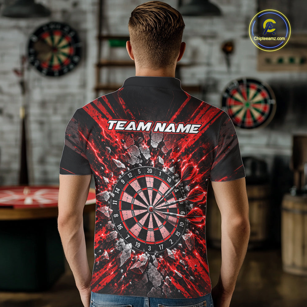 Shattered Stone Red Darts Pattern Polo Shirt For Men Personalized Team Performance Jersey NHT1718