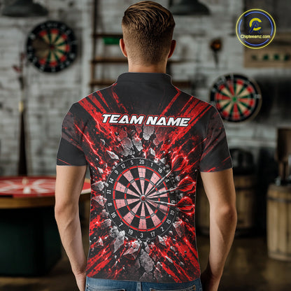 Shattered Stone Red Darts Pattern Polo Shirt For Men Personalized Team Performance Jersey NHT1718