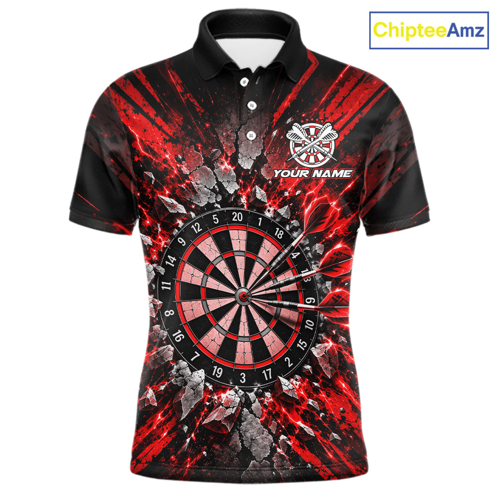 Shattered Stone Red Darts Pattern Polo Shirt For Men Personalized Team Performance Jersey NHT1718