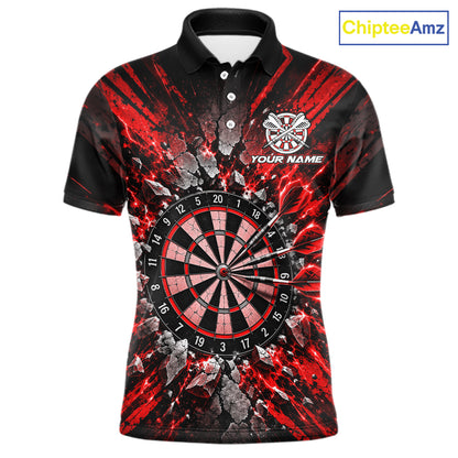Shattered Stone Red Darts Pattern Polo Shirt For Men Personalized Team Performance Jersey NHT1718
