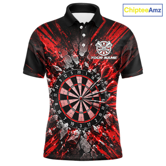 Shattered Stone Red Darts Pattern Polo Shirt For Men Personalized Team Performance Jersey NHT1718