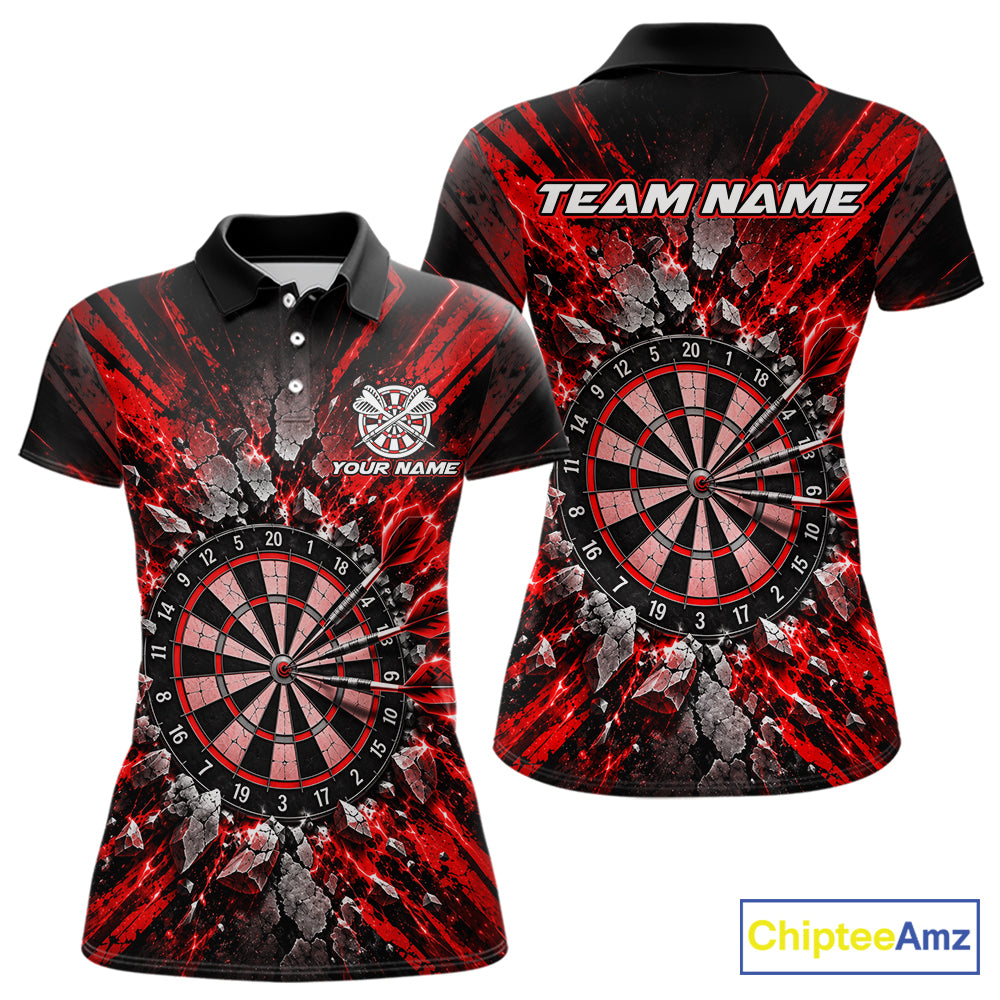Shattered Stone Red Darts Pattern Polo Shirt For Women Personalized Team Performance Jersey NHT1718