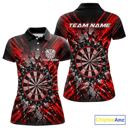 Shattered Stone Red Darts Pattern Polo Shirt For Women Personalized Team Performance Jersey NHT1718
