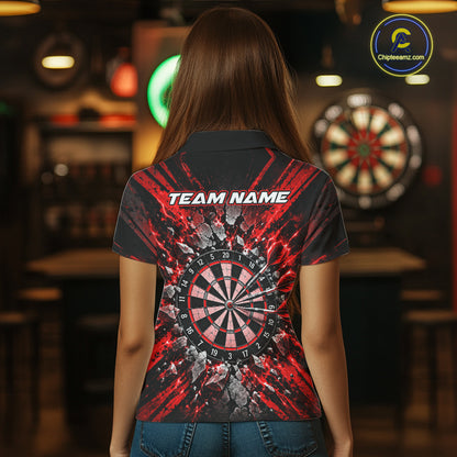 Shattered Stone Red Darts Pattern Polo Shirt For Women Personalized Team Performance Jersey NHT1718
