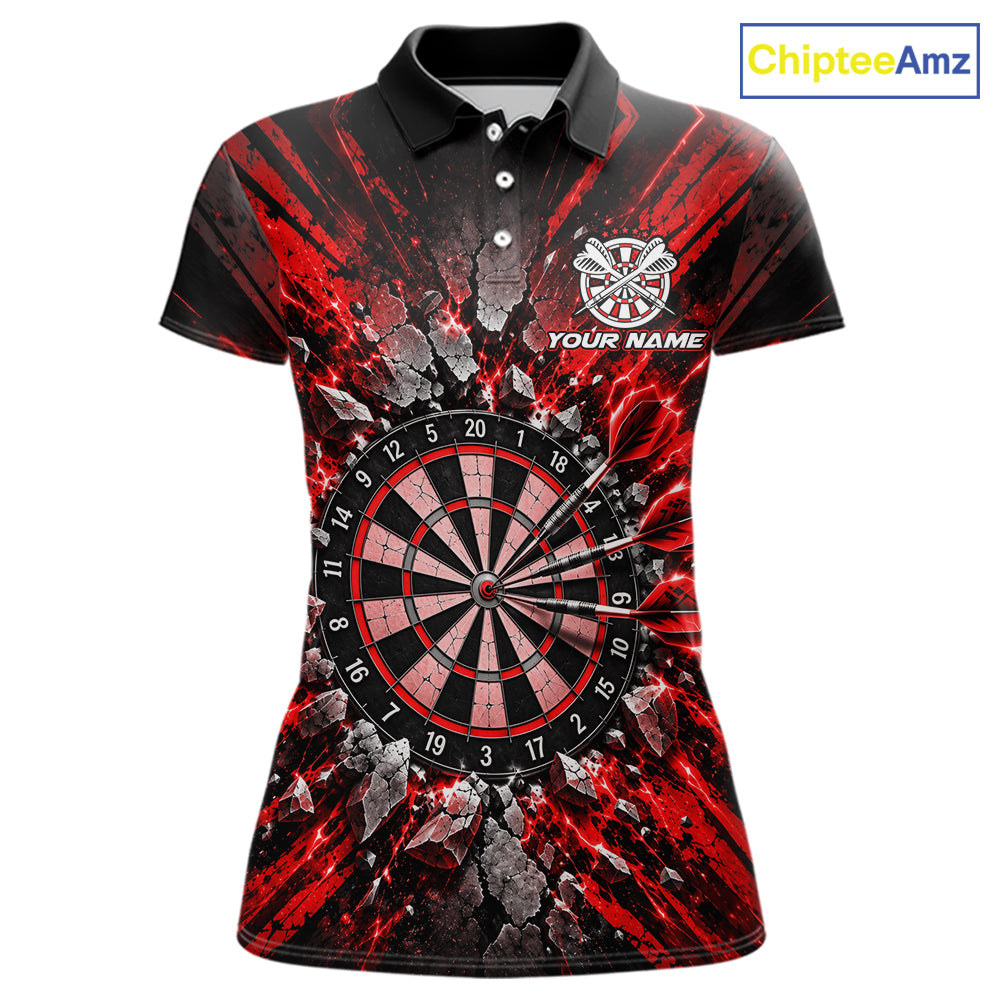 Shattered Stone Red Darts Pattern Polo Shirt For Women Personalized Team Performance Jersey NHT1718
