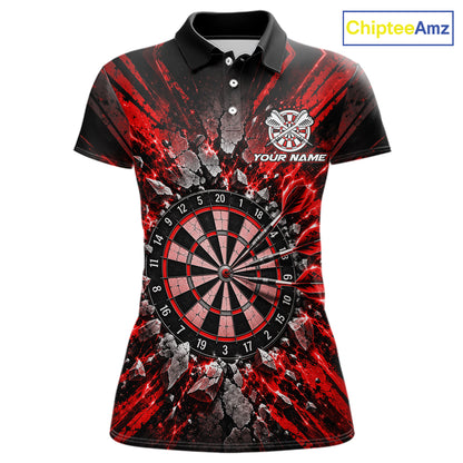Shattered Stone Red Darts Pattern Polo Shirt For Women Personalized Team Performance Jersey NHT1718