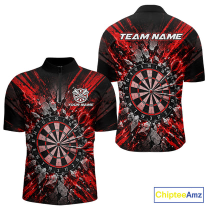 Shattered Stone Red Darts Pattern Polo Shirt For Men Personalized Team Performance Jersey NHT1718