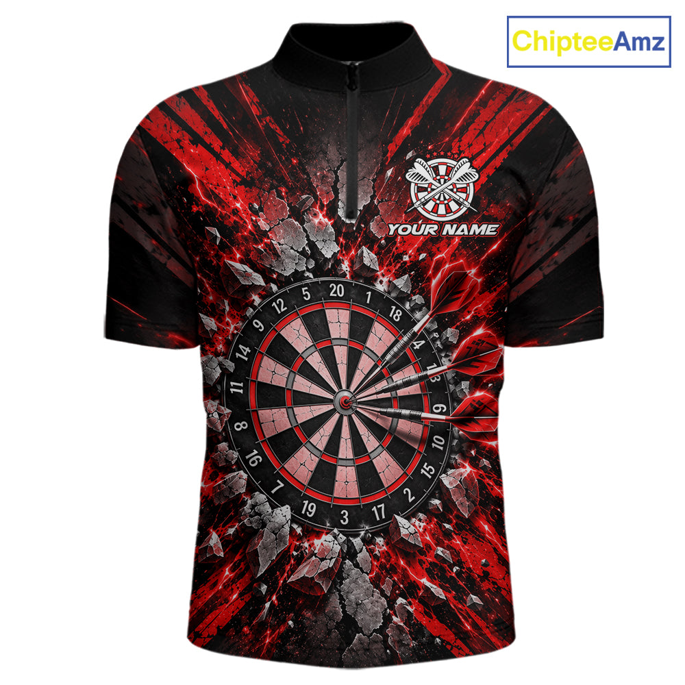Shattered Stone Red Darts Pattern Polo Shirt For Men Personalized Team Performance Jersey NHT1718