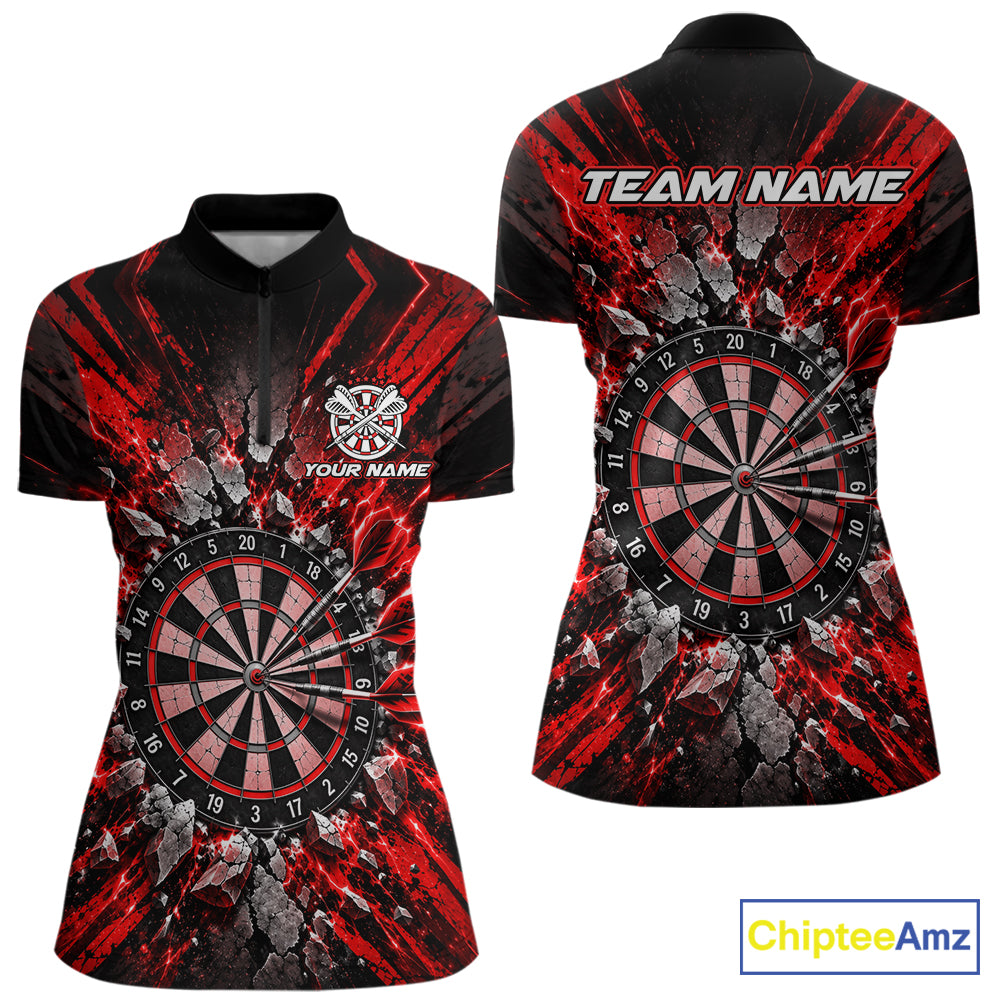 Shattered Stone Red Darts Pattern Polo Shirt For Women Personalized Team Performance Jersey NHT1718