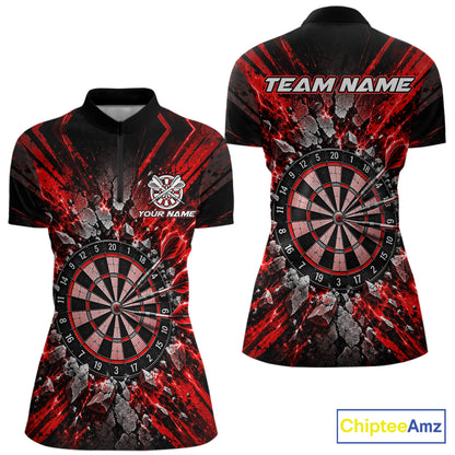 Shattered Stone Red Darts Pattern Polo Shirt For Women Personalized Team Performance Jersey NHT1718