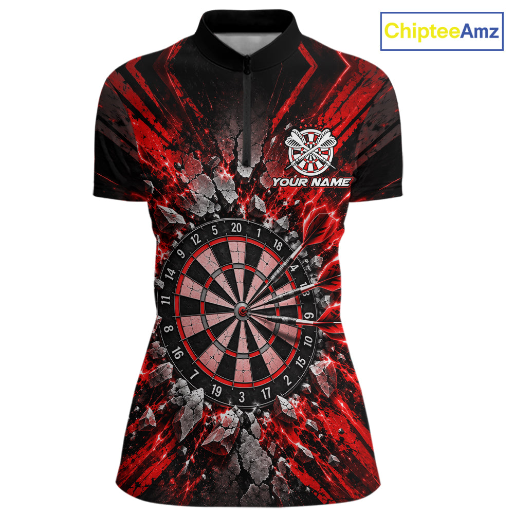 Shattered Stone Red Darts Pattern Polo Shirt For Women Personalized Team Performance Jersey NHT1718