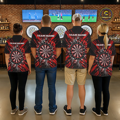 Shattered Stone Red Darts Pattern Polo Shirt For Men Personalized Team Performance Jersey NHT1718