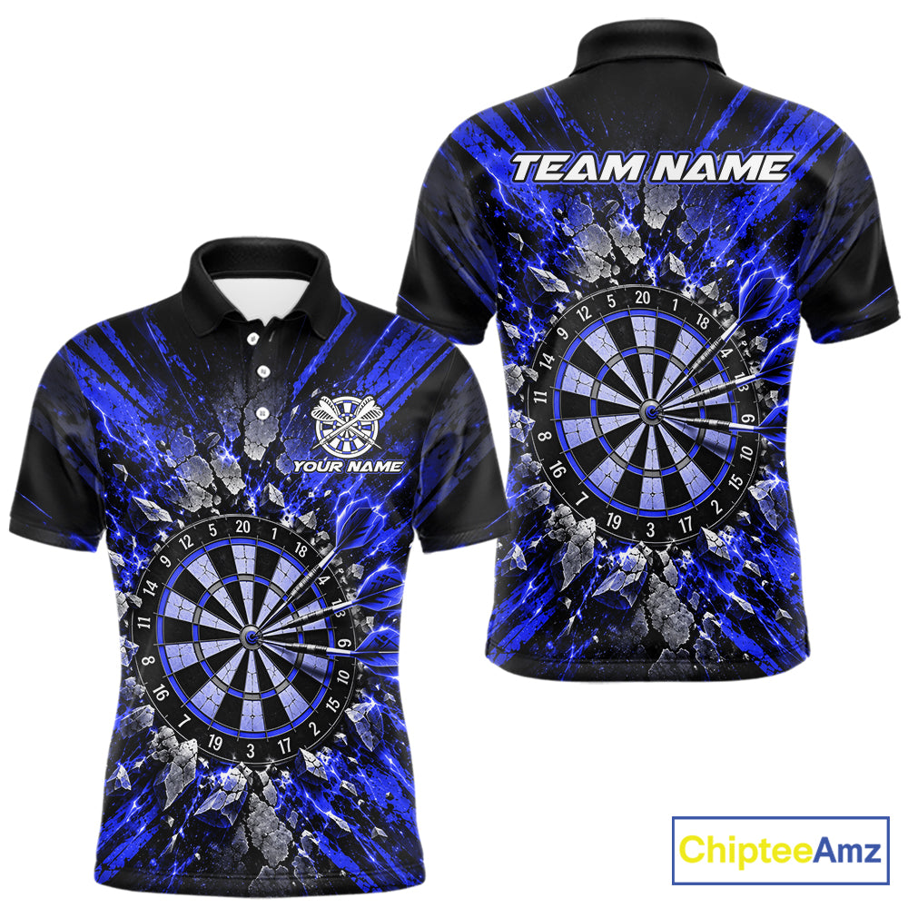 Shattered Stone Blue Darts Pattern Polo Shirt For Men Personalized Team Performance Jersey NHT1719