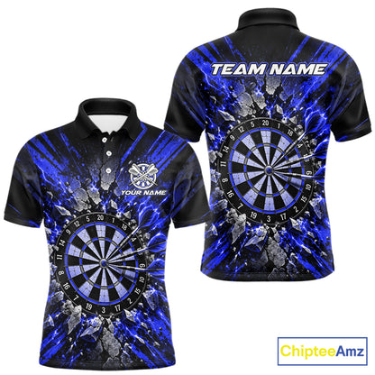 Shattered Stone Blue Darts Pattern Polo Shirt For Men Personalized Team Performance Jersey NHT1719