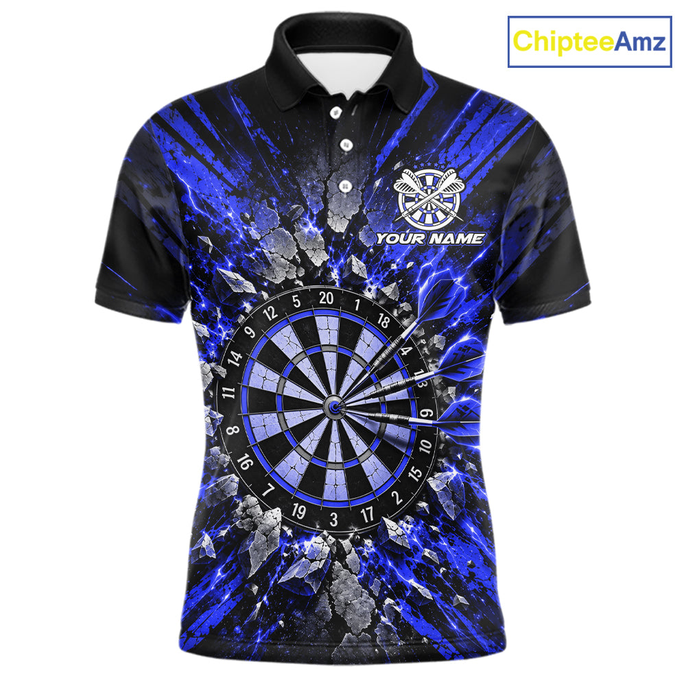 Shattered Stone Blue Darts Pattern Polo Shirt For Men Personalized Team Performance Jersey NHT1719