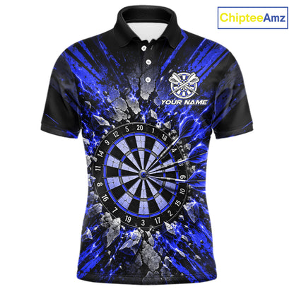 Shattered Stone Blue Darts Pattern Polo Shirt For Men Personalized Team Performance Jersey NHT1719