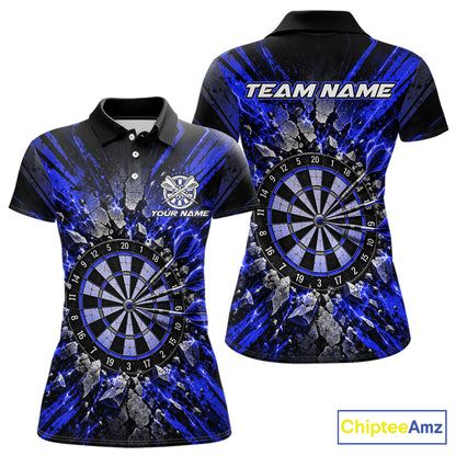 Shattered Stone Blue Darts Pattern Polo Shirt For Women Personalized Team Performance Jersey NHT1719