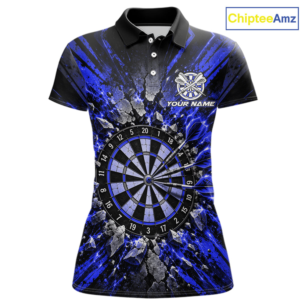 Shattered Stone Blue Darts Pattern Polo Shirt For Women Personalized Team Performance Jersey NHT1719