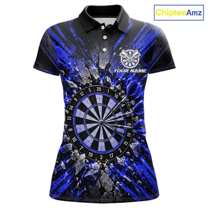 Shattered Stone Blue Darts Pattern Polo Shirt For Women Personalized Team Performance Jersey NHT1719