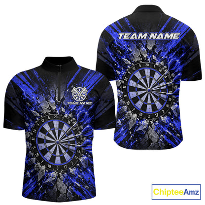 Shattered Stone Blue Darts Pattern Polo Shirt For Men Personalized Team Performance Jersey NHT1719