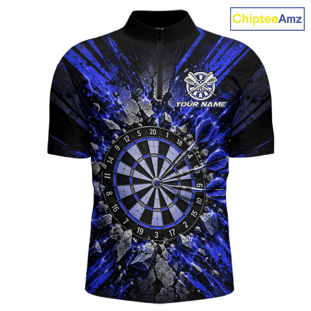 Shattered Stone Blue Darts Pattern Polo Shirt For Men Personalized Team Performance Jersey NHT1719