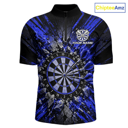 Shattered Stone Blue Darts Pattern Polo Shirt For Men Personalized Team Performance Jersey NHT1719