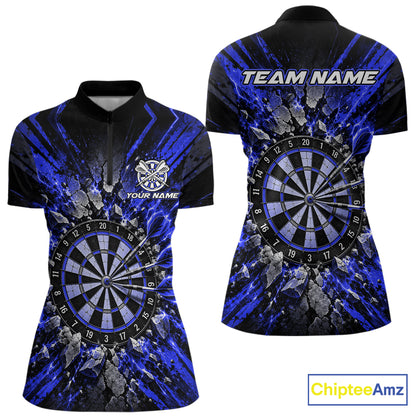 Shattered Stone Blue Darts Pattern Polo Shirt For Women Personalized Team Performance Jersey NHT1719