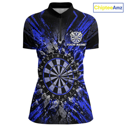 Shattered Stone Blue Darts Pattern Polo Shirt For Women Personalized Team Performance Jersey NHT1719