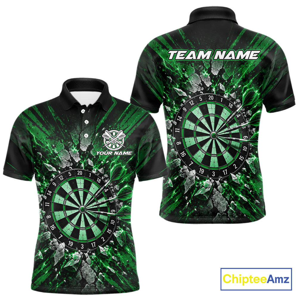 Shattered Stone Green Darts Pattern Polo Shirt For Men Personalized Team Performance Jersey NHT1720