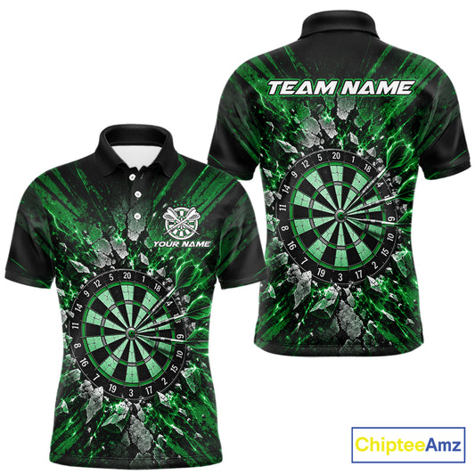 Shattered Stone Green Darts Pattern Polo Shirt For Men Personalized Team Performance Jersey NHT1720