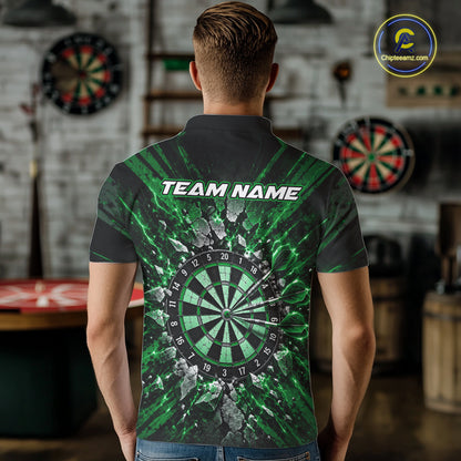 Shattered Stone Green Darts Pattern Polo Shirt For Men Personalized Team Performance Jersey NHT1720
