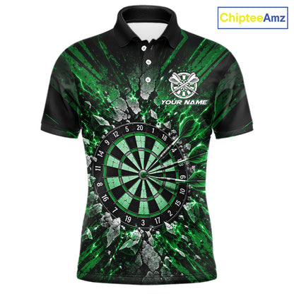 Shattered Stone Green Darts Pattern Polo Shirt For Men Personalized Team Performance Jersey NHT1720