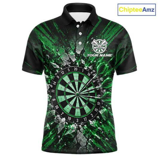 Shattered Stone Green Darts Pattern Polo Shirt For Men Personalized Team Performance Jersey NHT1720