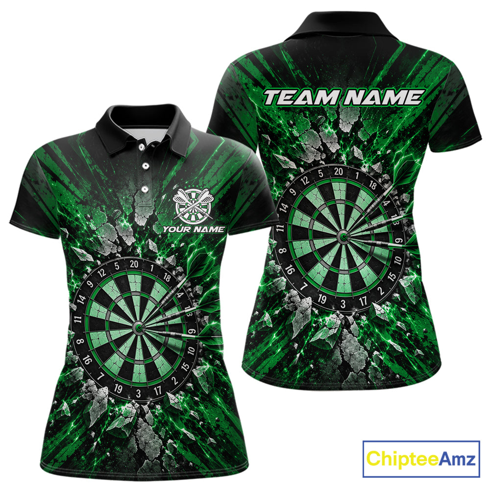 Shattered Stone Green Darts Pattern Polo Shirt For Women Personalized Team Performance Jersey NHT1720