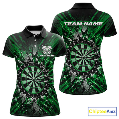 Shattered Stone Green Darts Pattern Polo Shirt For Women Personalized Team Performance Jersey NHT1720