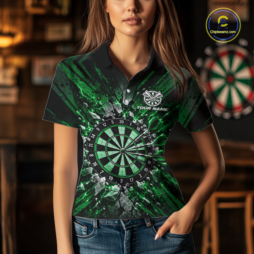 Shattered Stone Green Darts Pattern Polo Shirt For Women Personalized Team Performance Jersey NHT1720