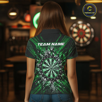 Shattered Stone Green Darts Pattern Polo Shirt For Women Personalized Team Performance Jersey NHT1720