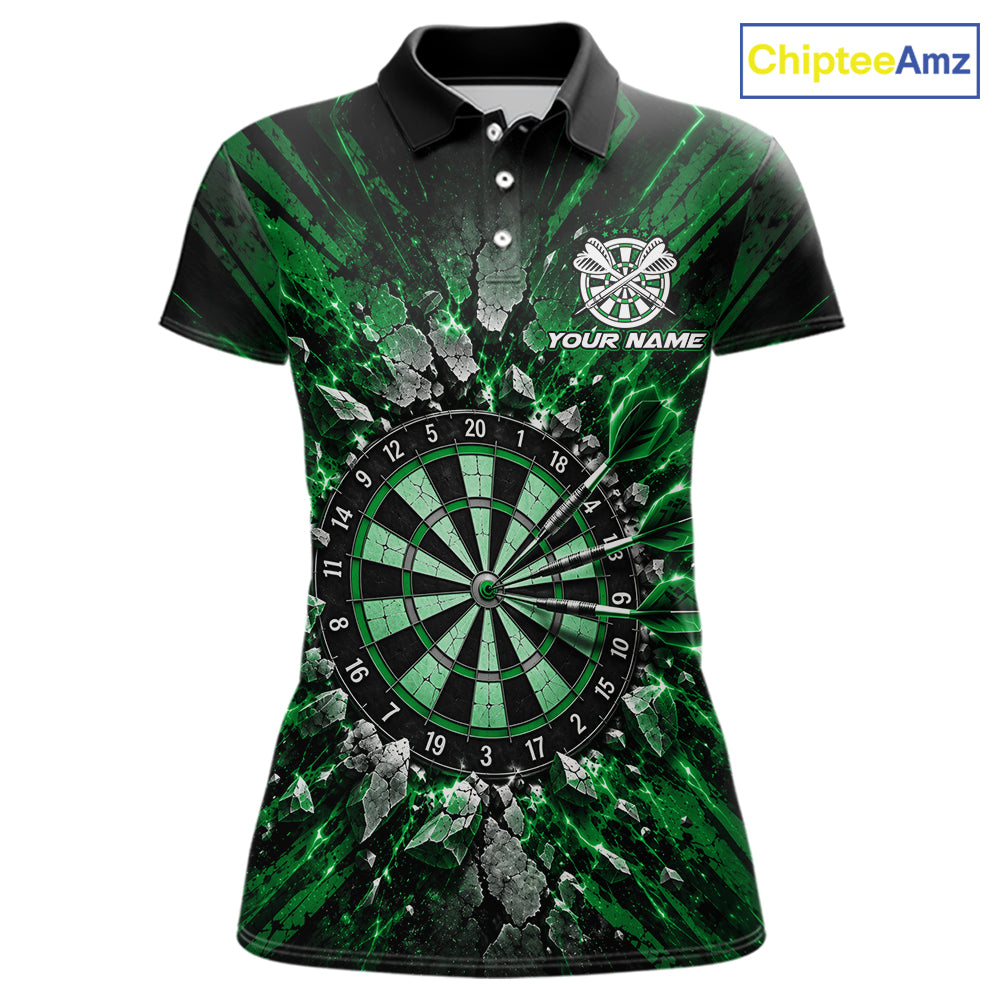 Shattered Stone Green Darts Pattern Polo Shirt For Women Personalized Team Performance Jersey NHT1720