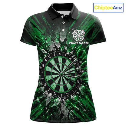 Shattered Stone Green Darts Pattern Polo Shirt For Women Personalized Team Performance Jersey NHT1720
