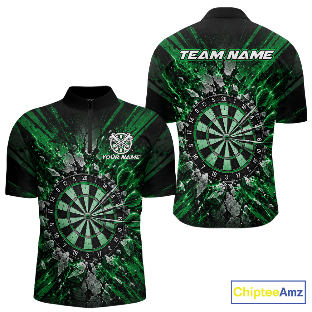 Shattered Stone Green Darts Pattern Polo Shirt For Men Personalized Team Performance Jersey NHT1720
