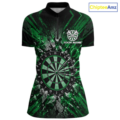 Shattered Stone Green Darts Pattern Polo Shirt For Women Personalized Team Performance Jersey NHT1720